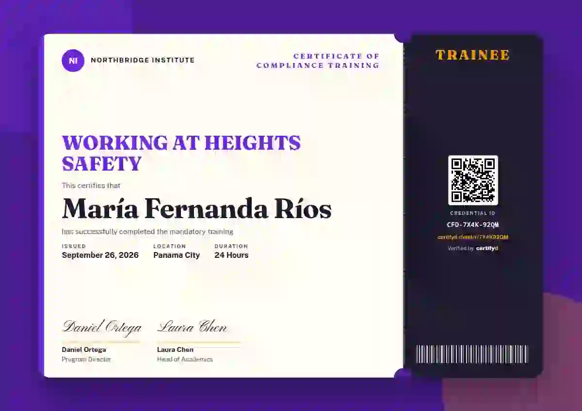 Plantilla de certificado Workshop Ticket Amethyst Wide Margin de cumplimiento y seguridad