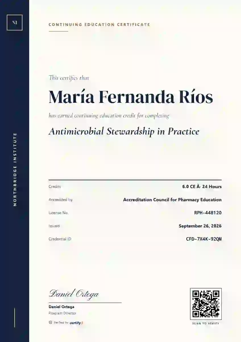 Folio continuing education certificate template