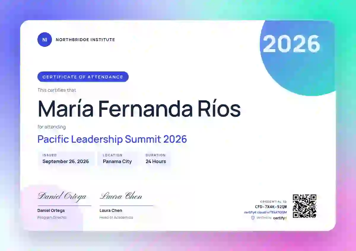 Aurora Gradient Ultramarine Wide Margin event attendance certificate template