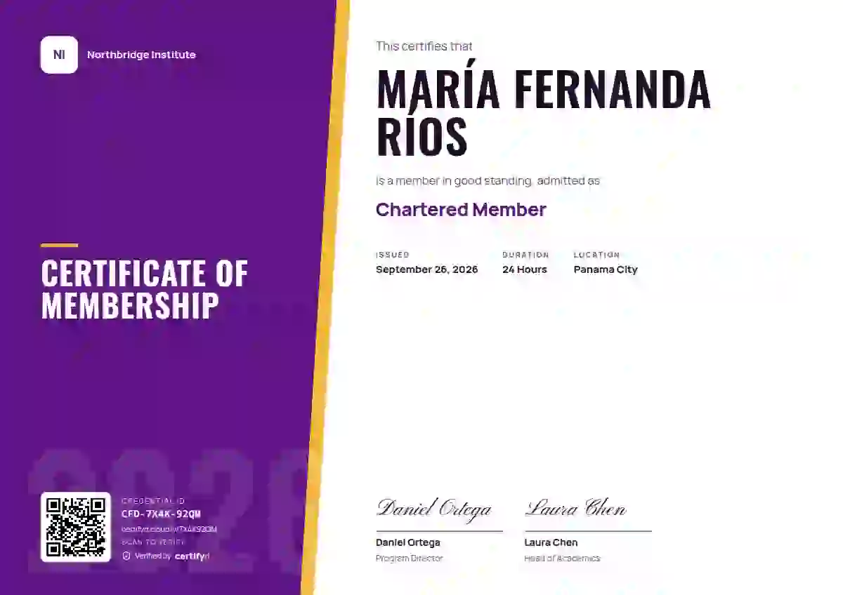 Split Panel Orchid Shallow Cut membership certificate template