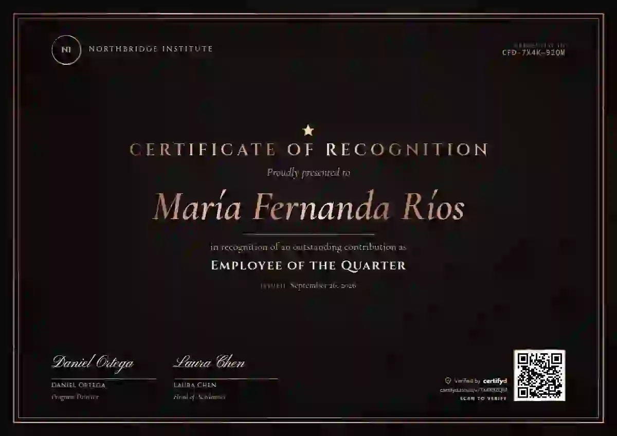 Luxury Foil Rose Gold employee recognition certificate template