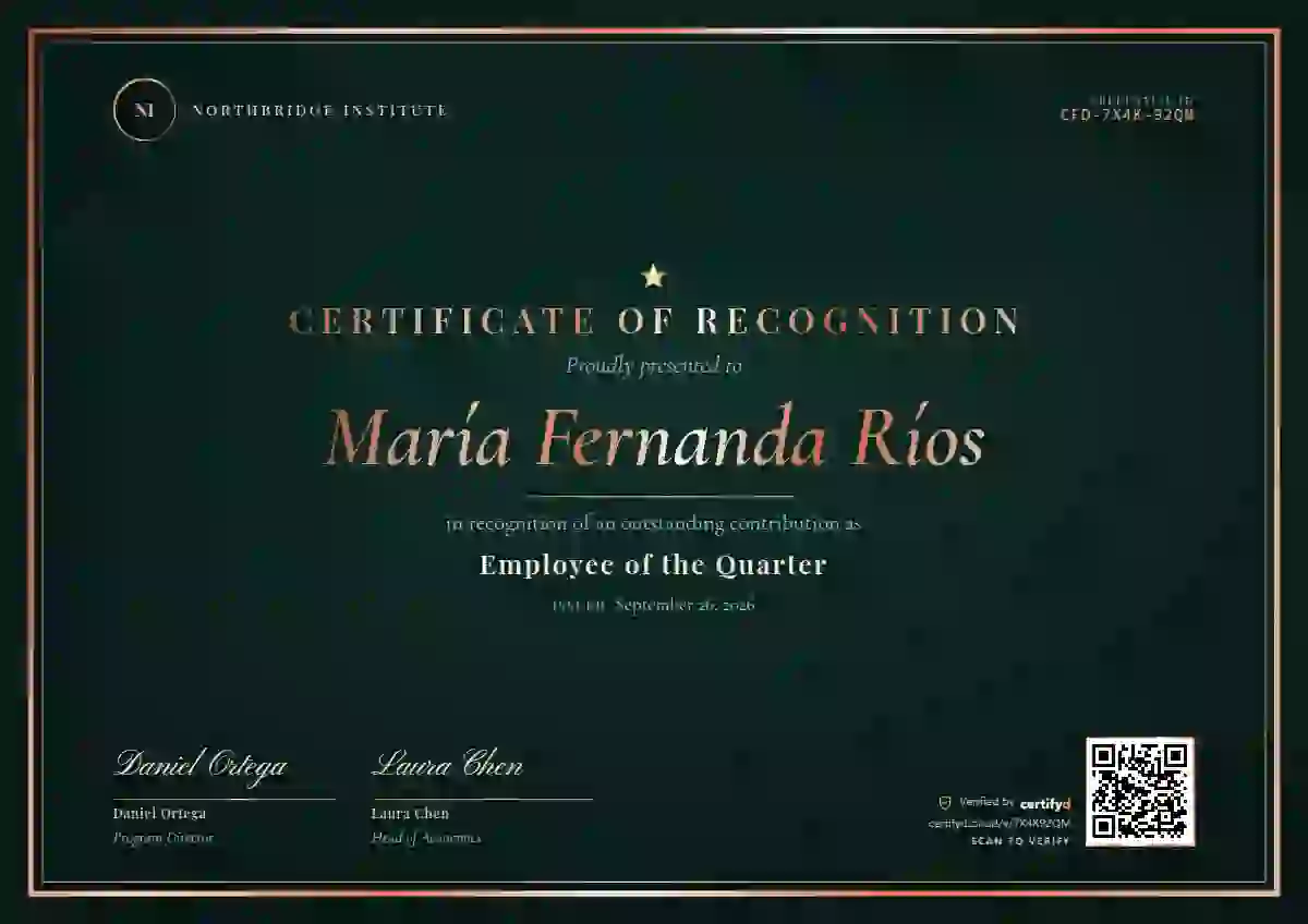Luxury Foil Seafoam Heavy Foil employee recognition certificate template