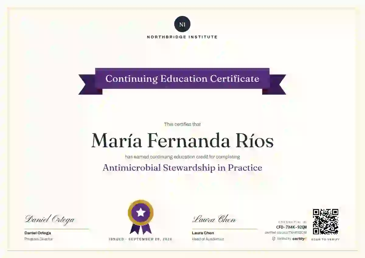 Plantilla de certificado Ribbon Banner Amethyst Soft de educación continua