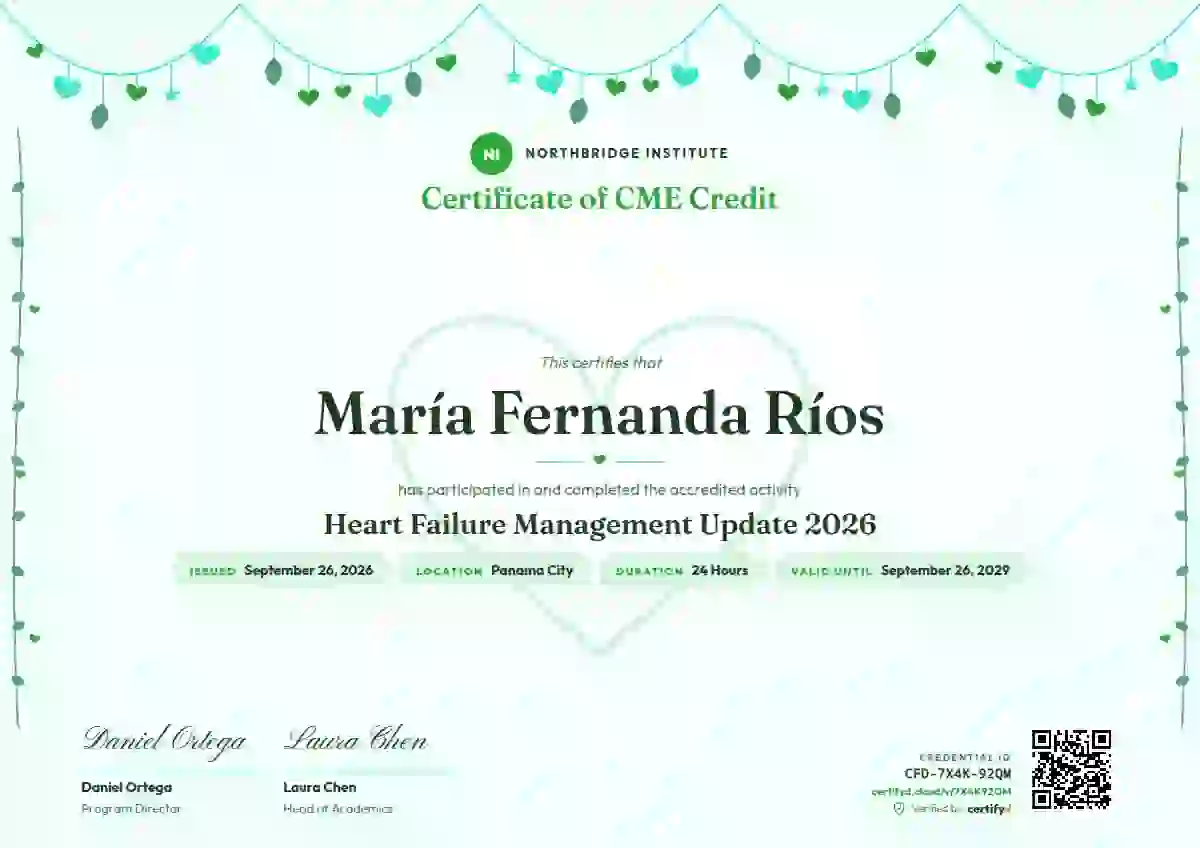 Heart Garland Meadow Vines and Bold Mark healthcare and cme certificate template