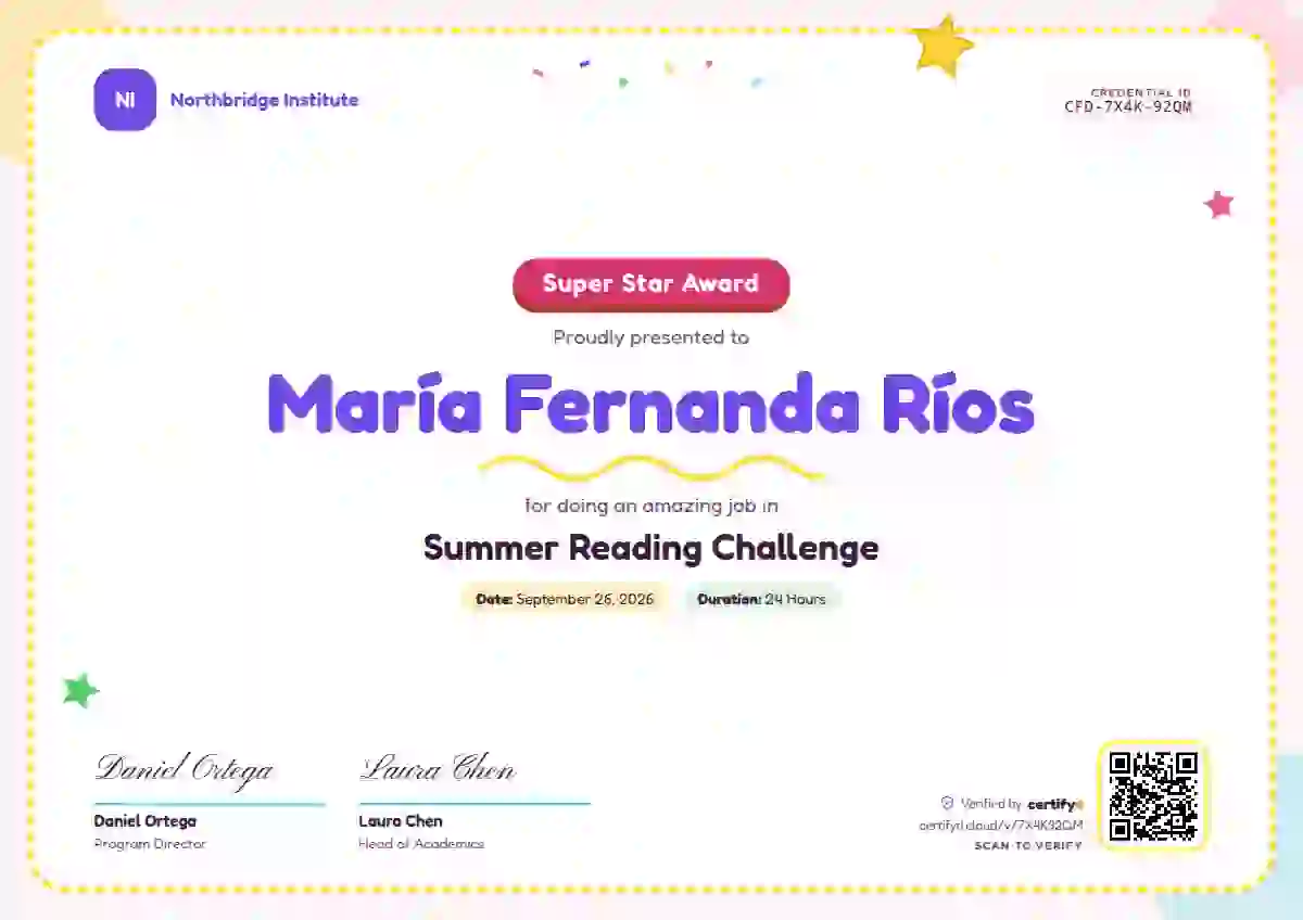 Playful Candy school and kids certificate template