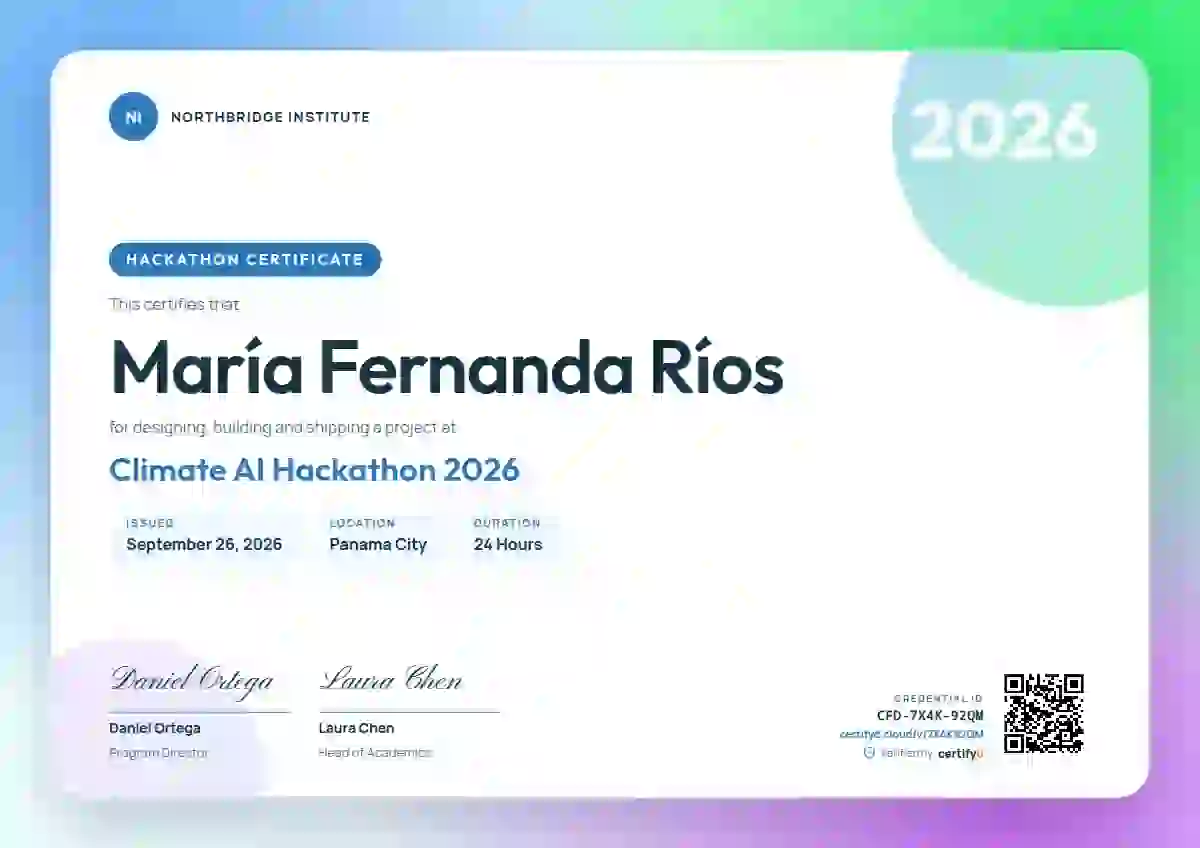 Aurora Gradient Azure Faint Orb hackathon certificate template