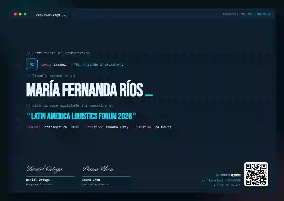 Plantilla de certificado Tech Mono Cyan Bright Dots de ponente de conferencia