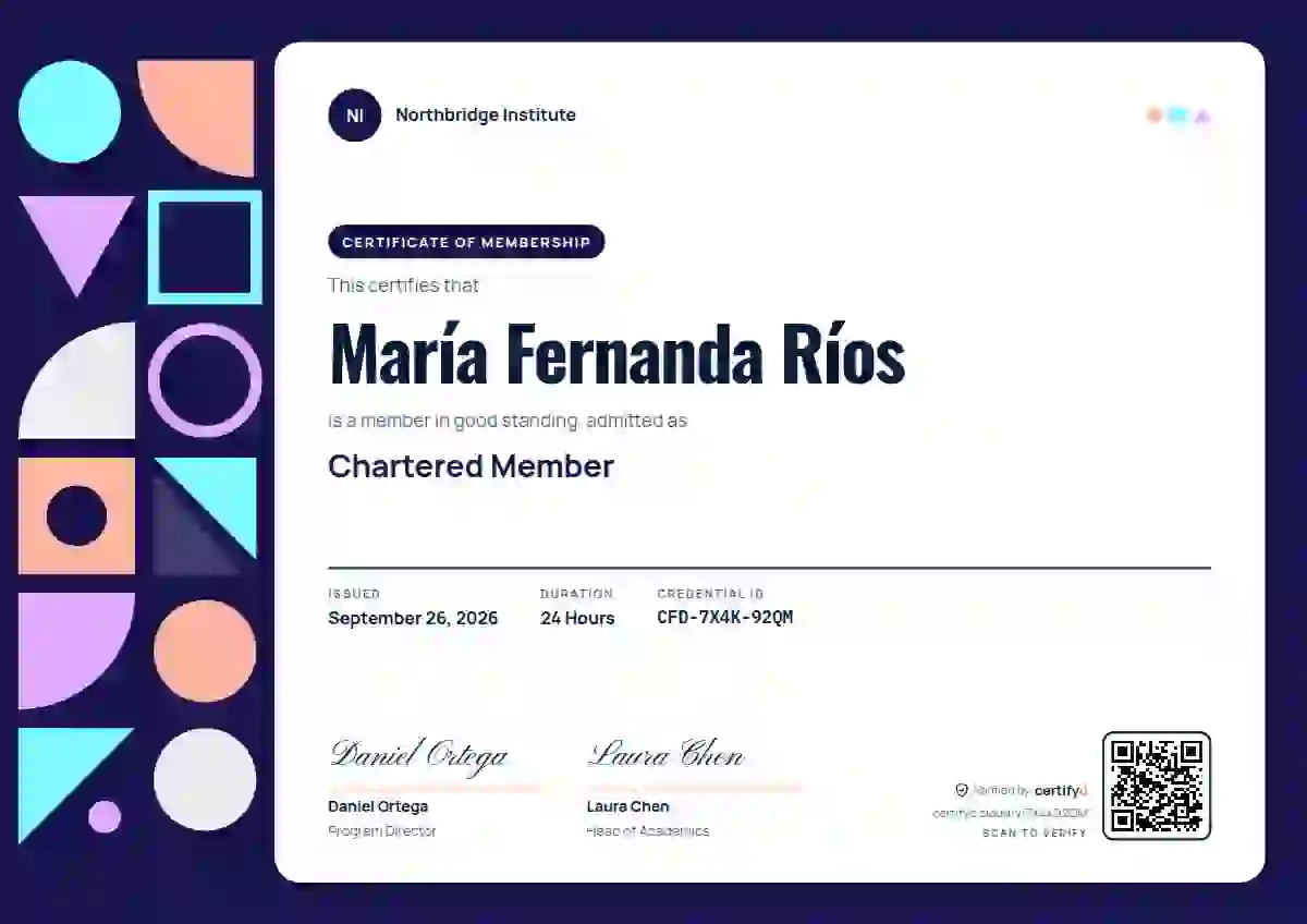Plantilla de certificado Geometric Midnight Oswald Manrope de membresía