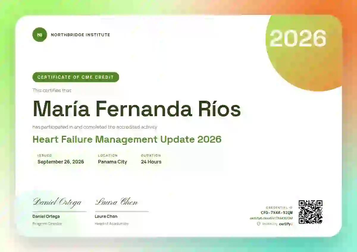 Plantilla de certificado Aurora Gradient Fern Round Card de salud y educación médica continua
