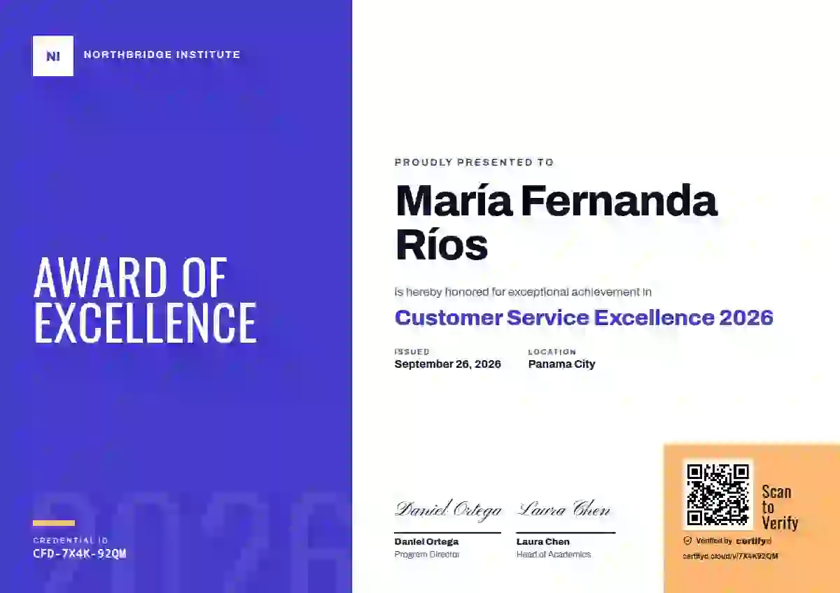 Plantilla de certificado Color Block Indigo Oswald Archivo de premios y logros