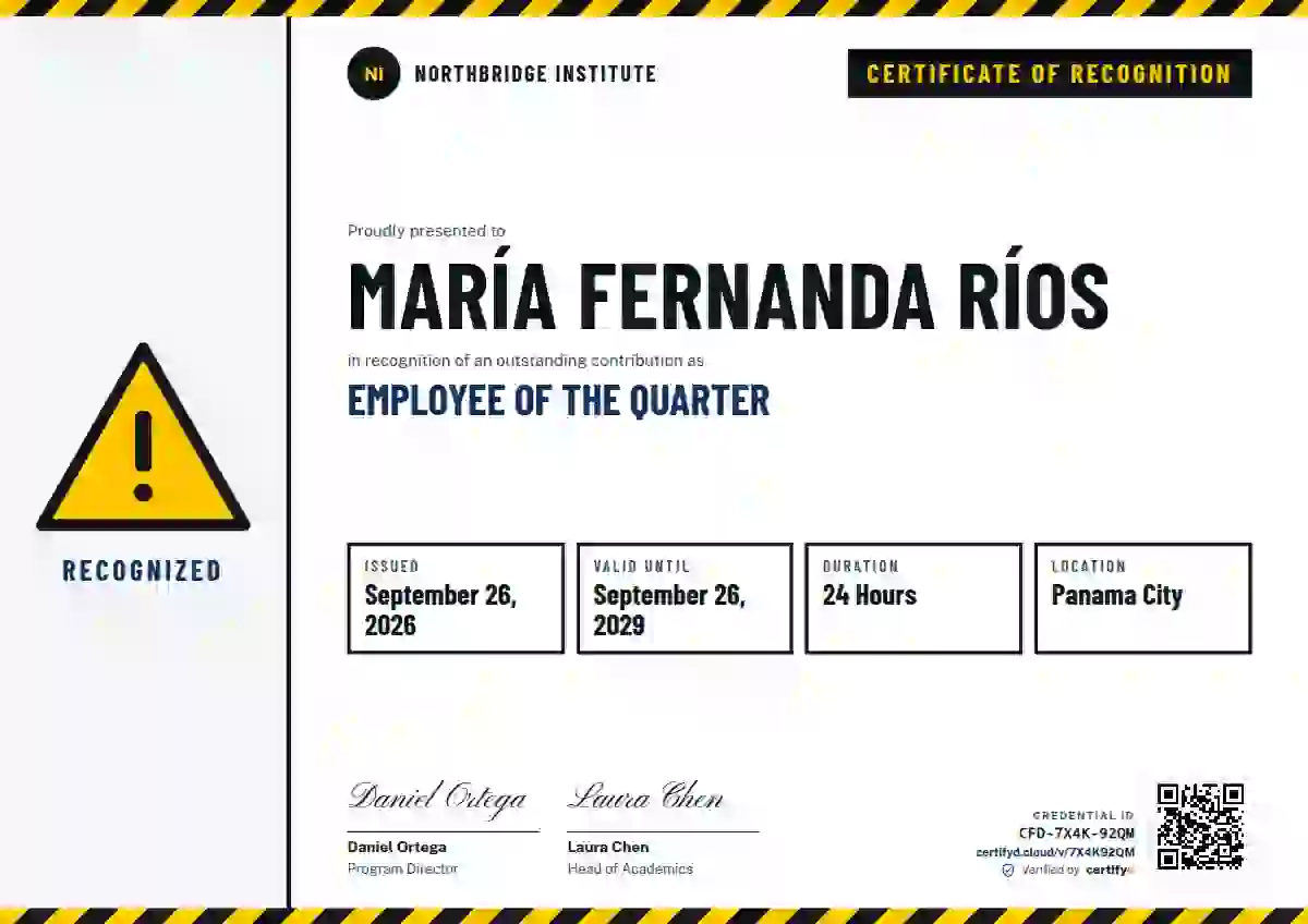 Safety Card Azure Thin Stripes employee recognition certificate template