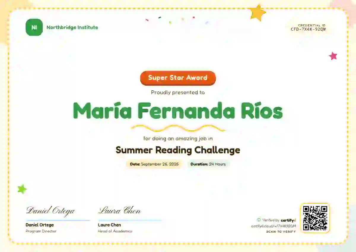 Playful Sunny school and kids certificate template