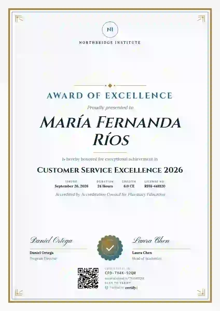 Portrait Classic Cerulean Bold Frame awards and achievement certificate template