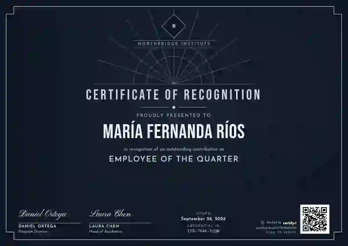 Art Deco Midnight Single Frame employee recognition certificate template