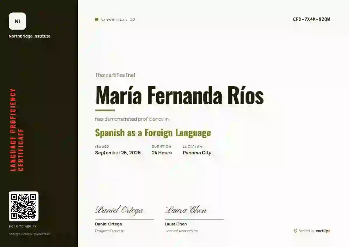 Vertical Sidebar Lime No Stripe language proficiency certificate template