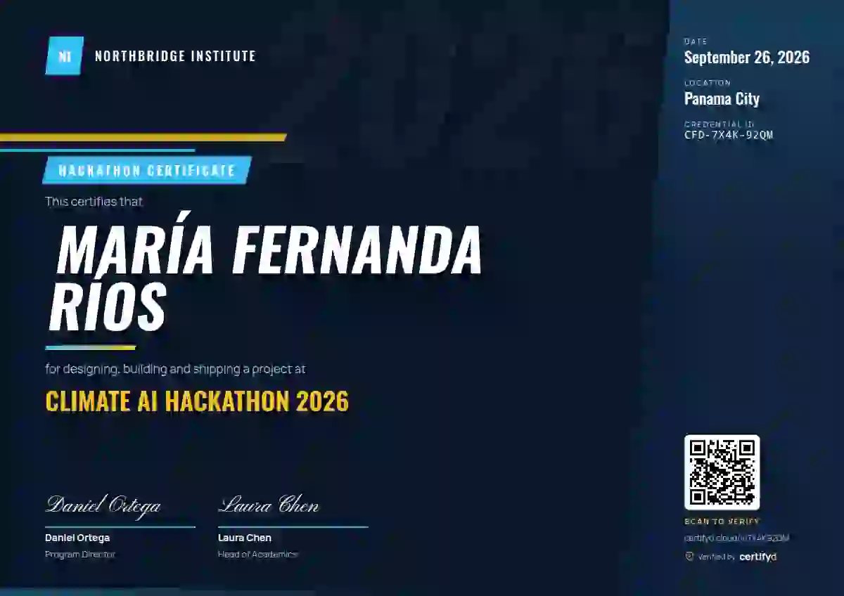 Sports Dynamic Cyan hackathon certificate template