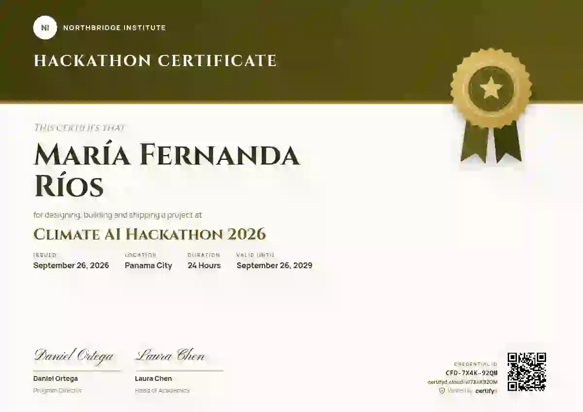 Plantilla de certificado Seal Masthead Marigold Tall Band de hackatón