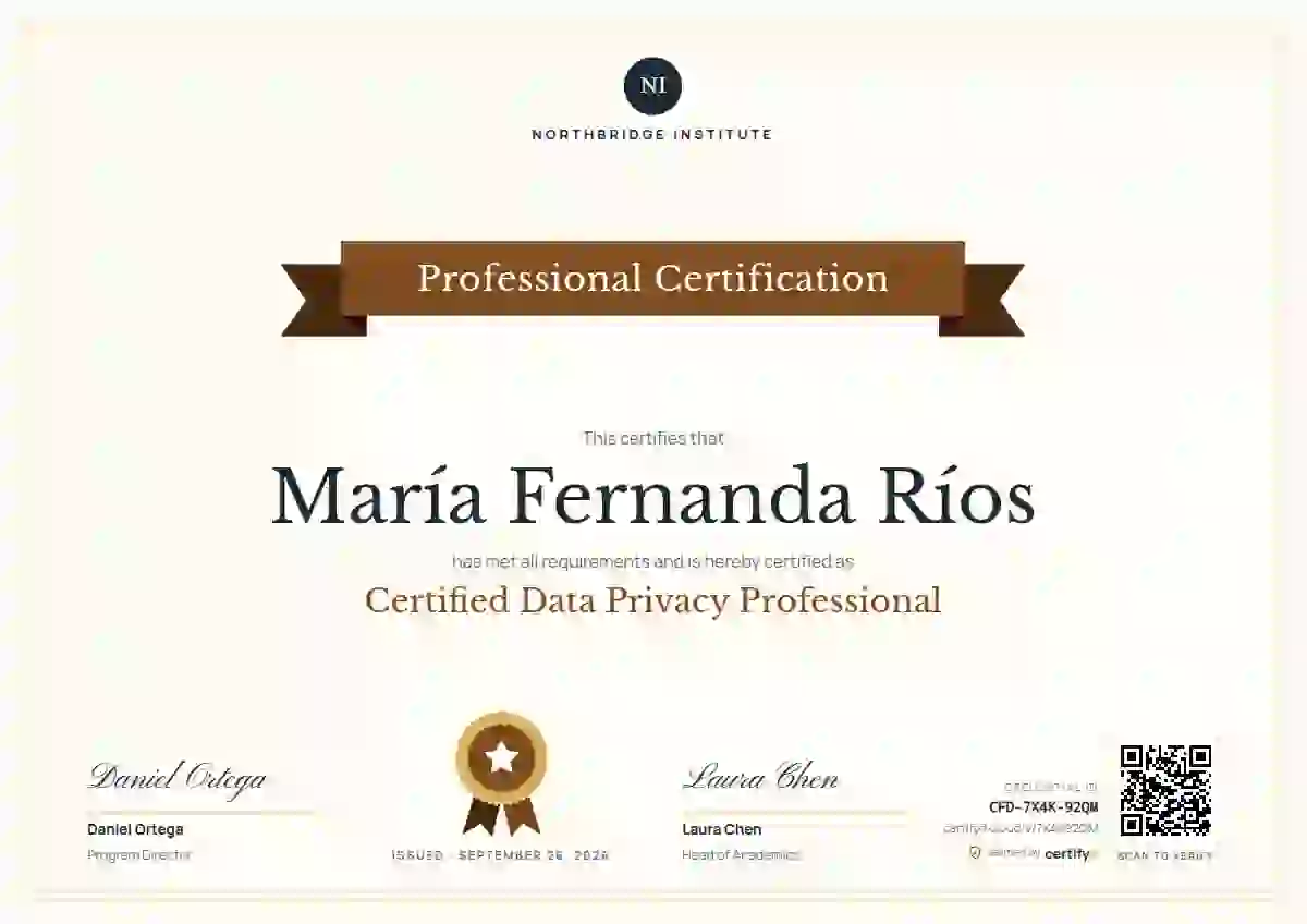 Plantilla de certificado Ribbon Banner Bronze Baskerville Manrope de certificación profesional