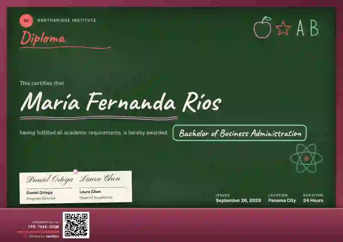Chalkboard Scarlet No Eraser academic diploma certificate template
