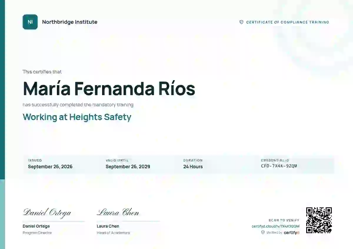 Plantilla de certificado Corporate Clean Teal de cumplimiento y seguridad