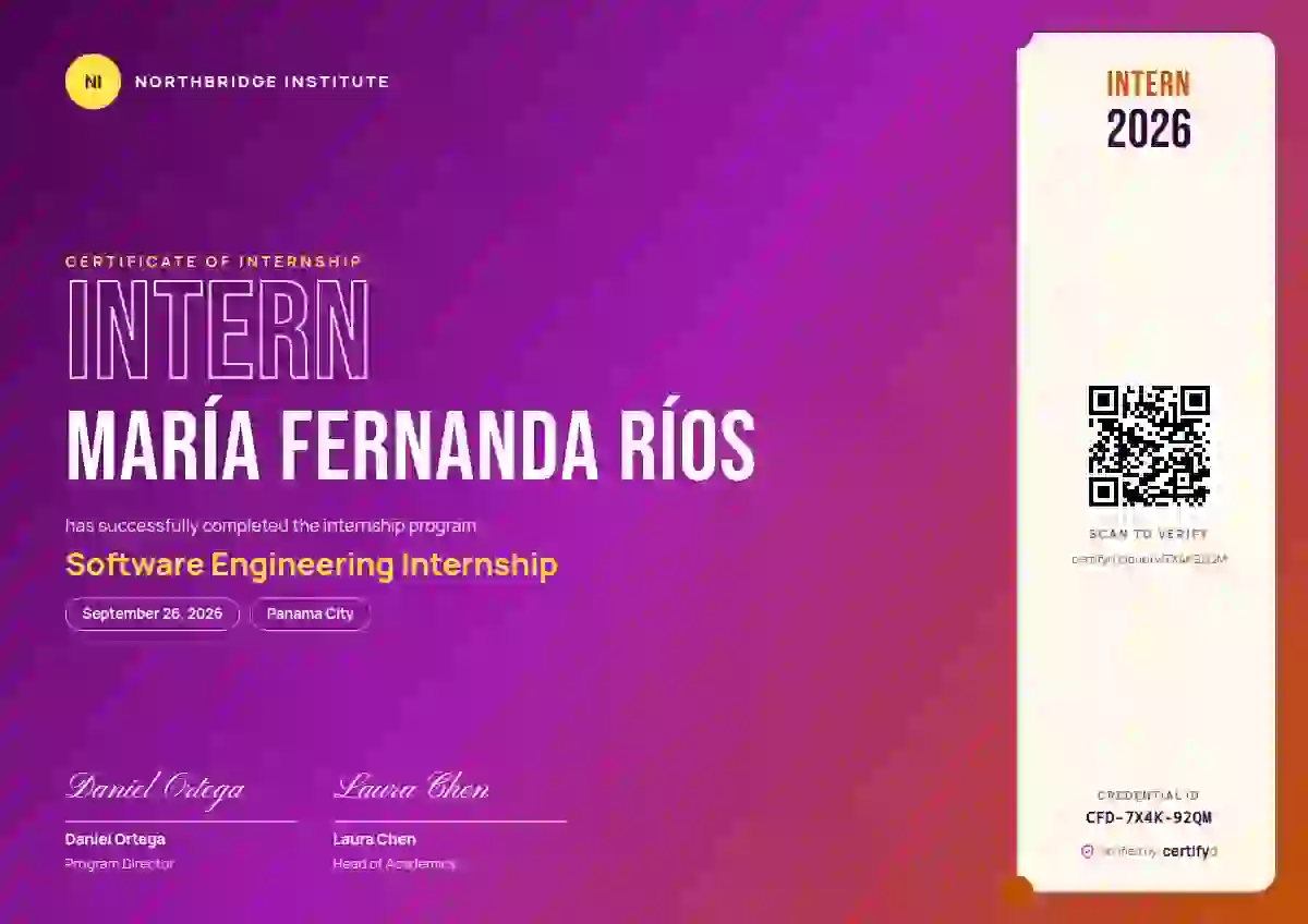 Plantilla de certificado Festival Magenta Plain de pasantía