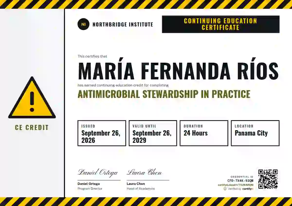 Safety Card Lime Thick Stripes continuing education certificate template