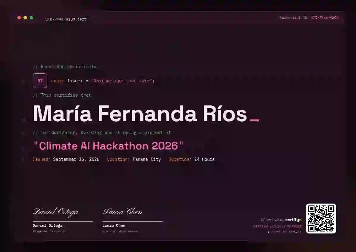 Plantilla de certificado Tech Mono Raspberry Bright Dots de hackatón