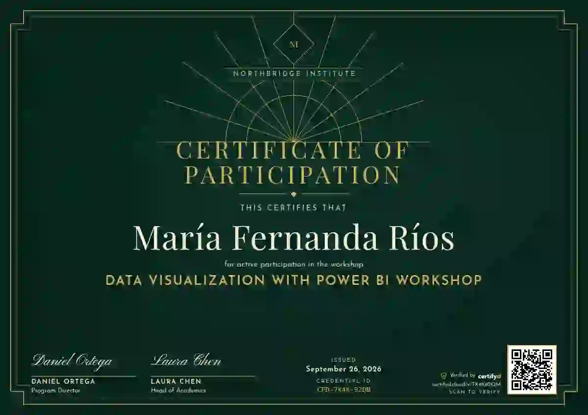 Art Deco Emerald Bold Fan webinar and workshop certificate template