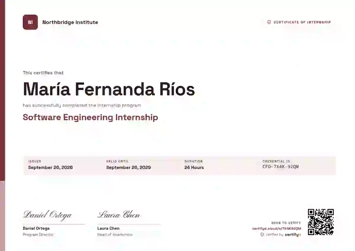 Corporate Clean Burgundy internship certificate template