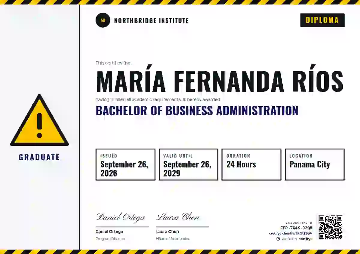 Safety Card Ultramarine Thin Stripes academic diploma certificate template