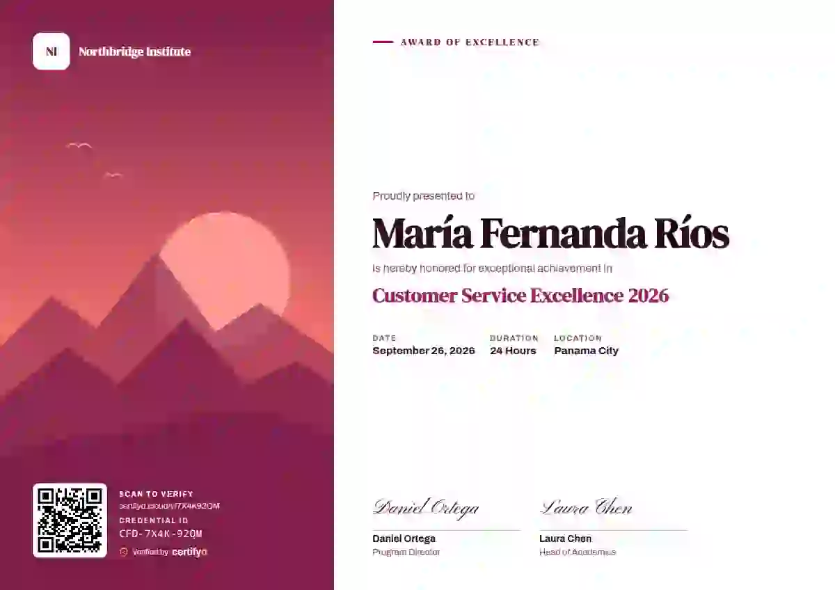 Plantilla de certificado Duotone Raspberry Dmserif Archivo de premios y logros