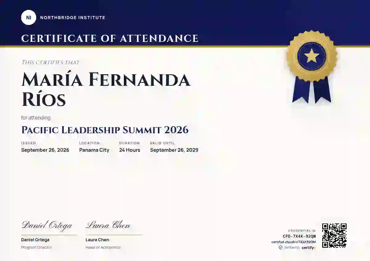 Plantilla de certificado Seal Masthead Ultramarine Short Band de asistencia a eventos