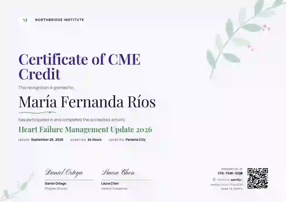 Plantilla de certificado Botanical Iris Faint Leaves de salud y educación médica continua
