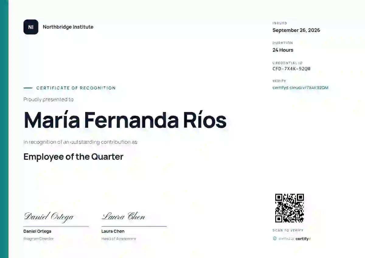 Modern Minimal Teal Wide Bar employee recognition certificate template