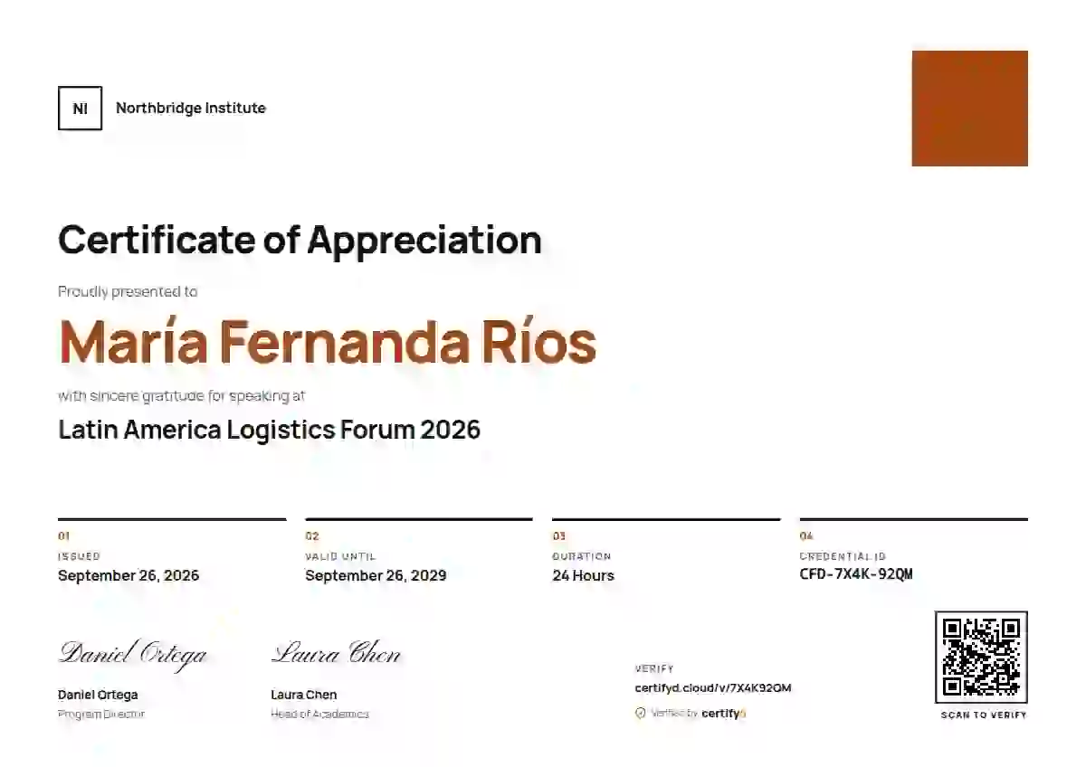Plantilla de certificado Swiss Grid Orange Deep Huge Square de ponente de conferencia