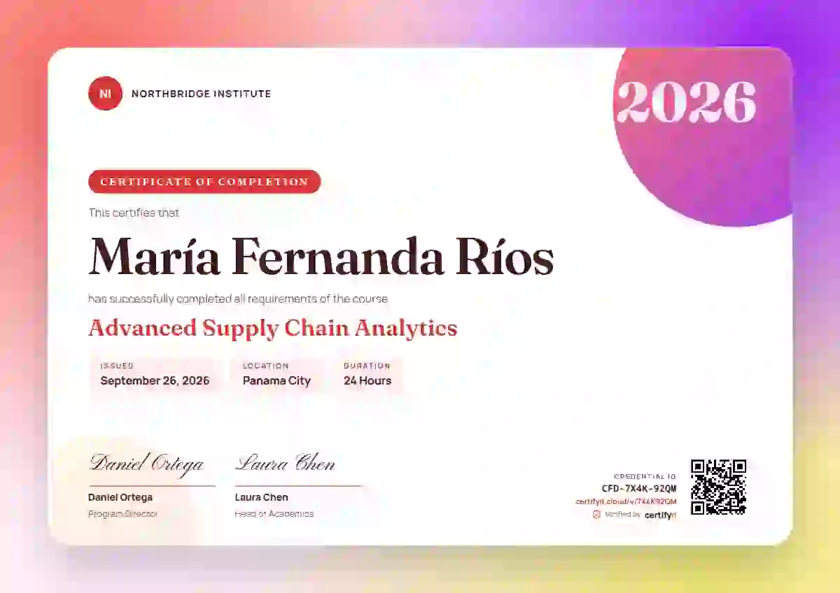 Aurora Gradient Scarlet Wide Margin course completion certificate template