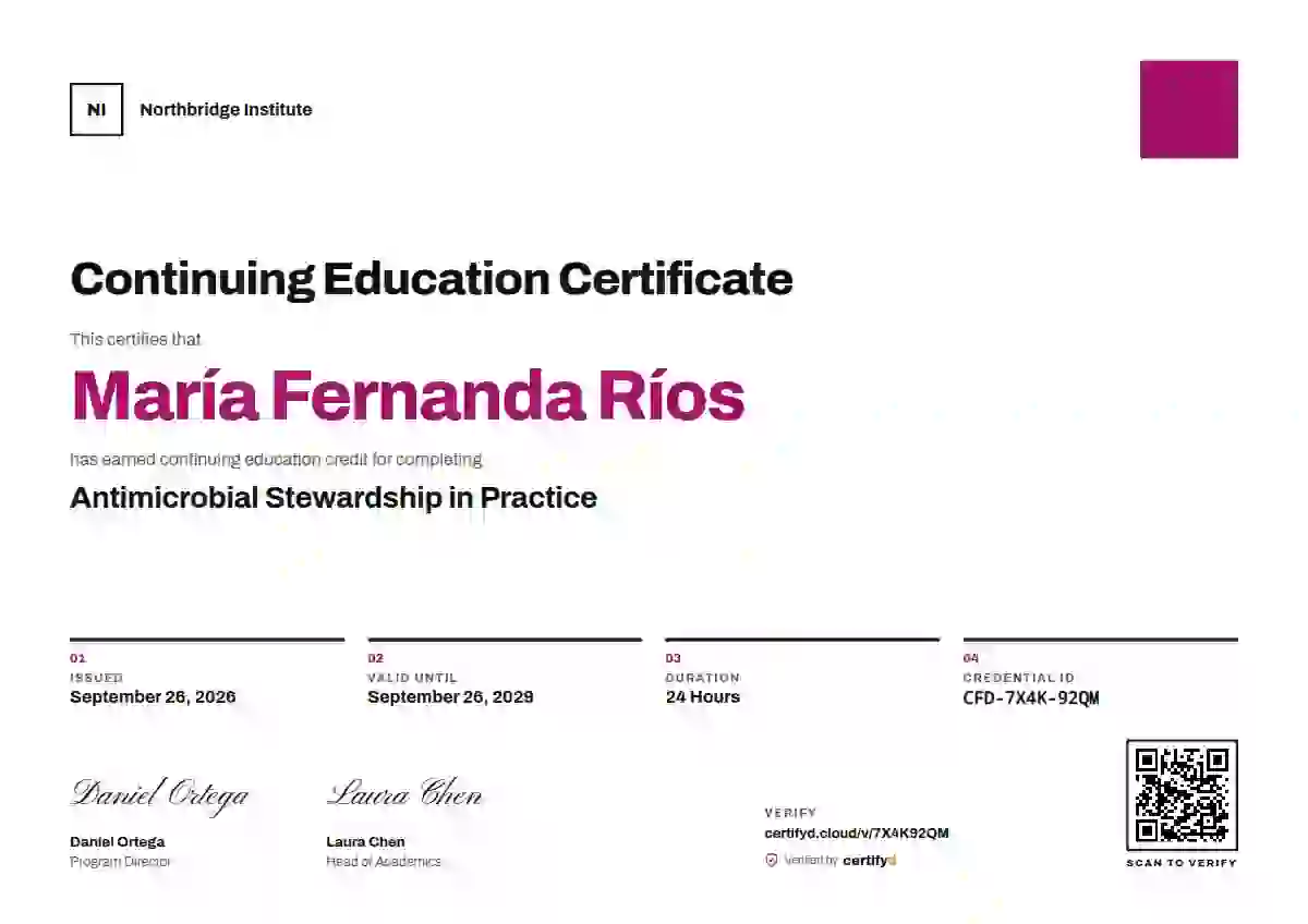 Swiss Grid Magenta Large Square continuing education certificate template