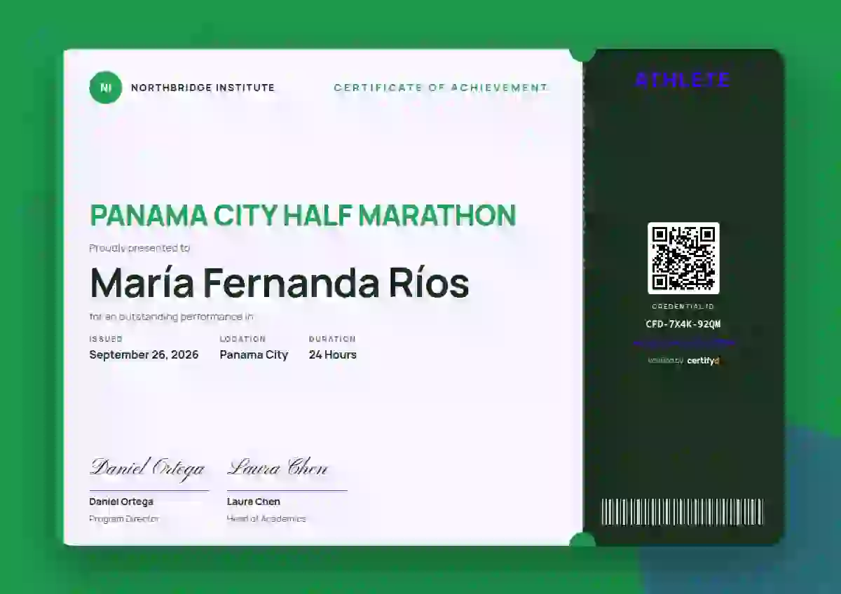 Workshop Ticket Jade Wide Margin sports certificate template