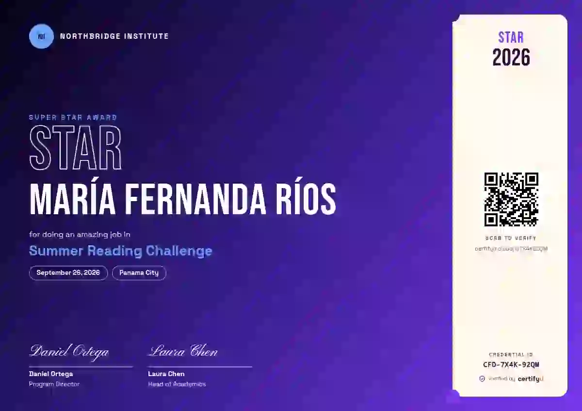 Festival Azure Plain school and kids certificate template