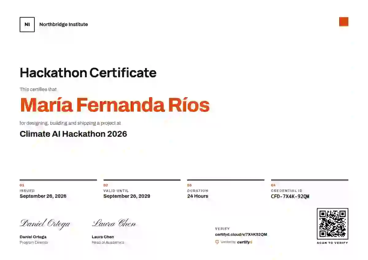 Swiss Grid Orange Small Square hackathon certificate template