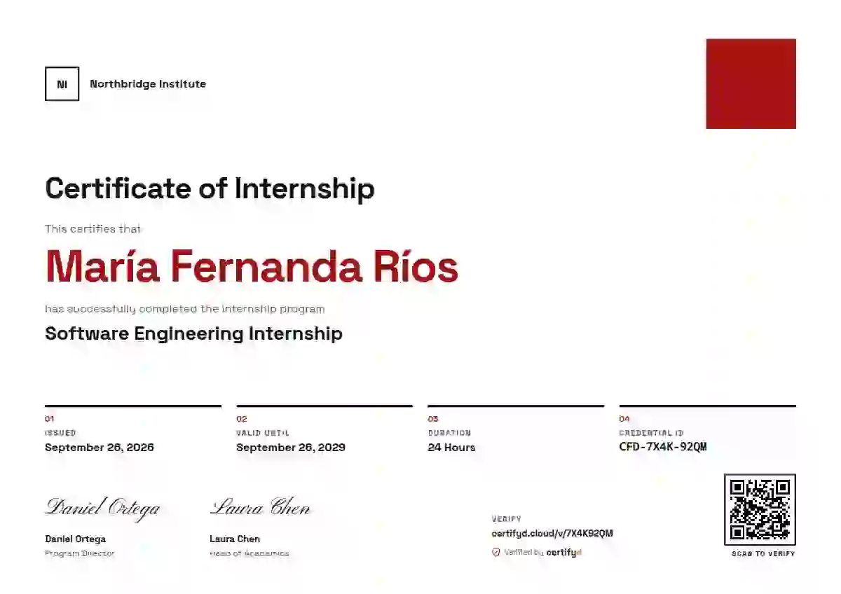 Swiss Grid Red Huge Square internship certificate template