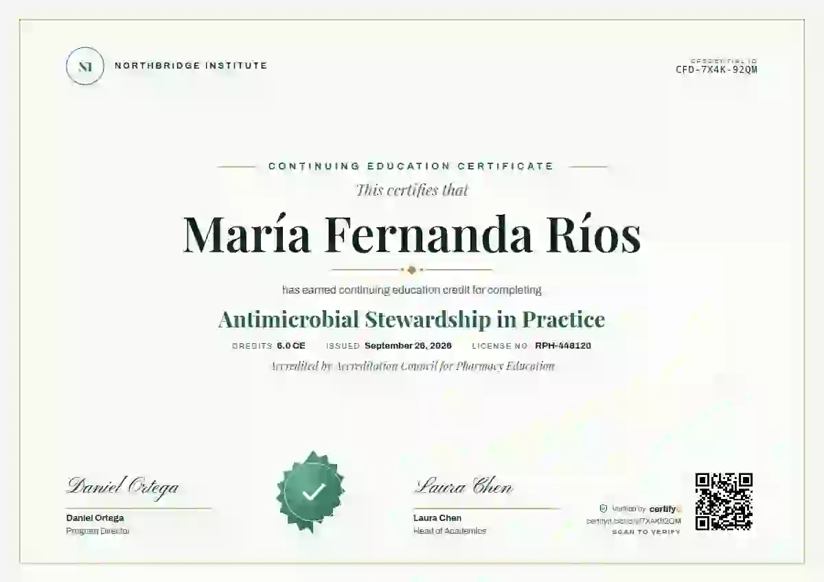 Classic Seal Emerald Bare Fine continuing education certificate template