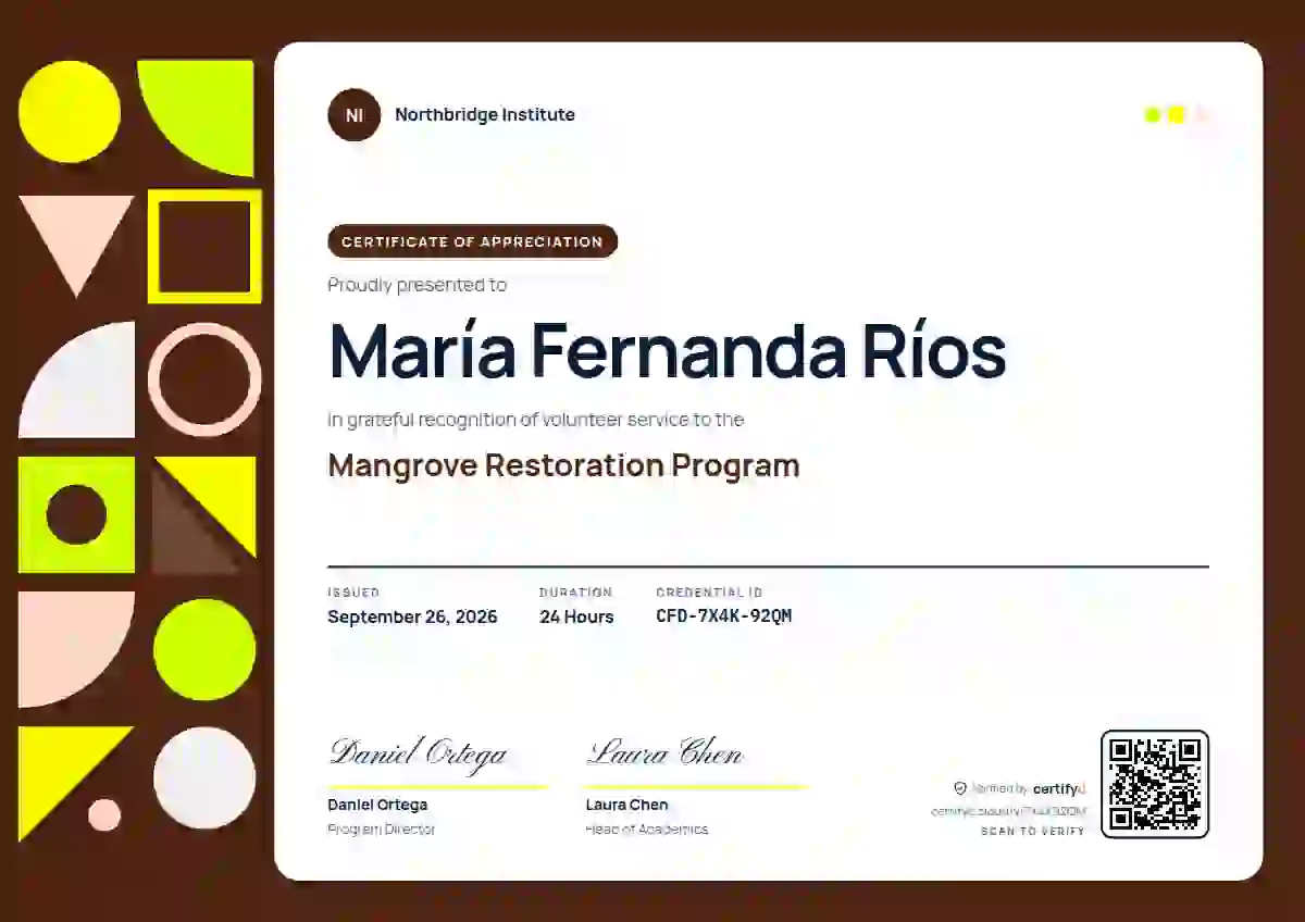 Geometric Lime Manrope volunteer appreciation certificate template