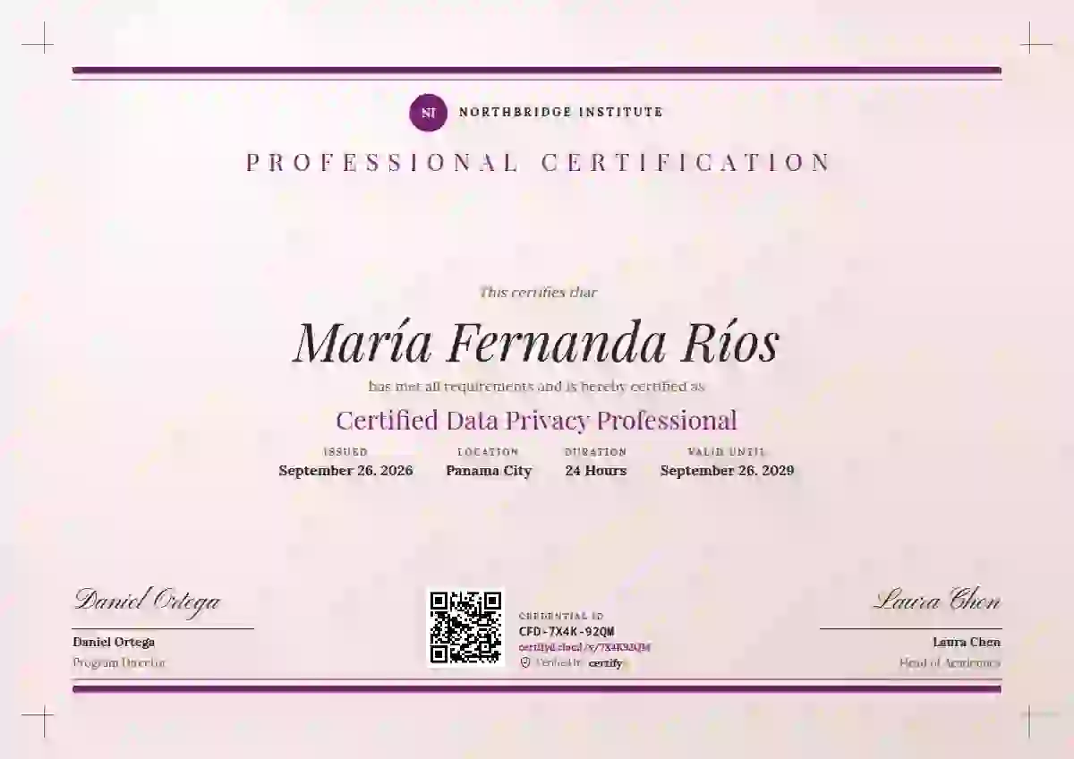 Letterpress Fuchsia Heavy Rule professional certification certificate template