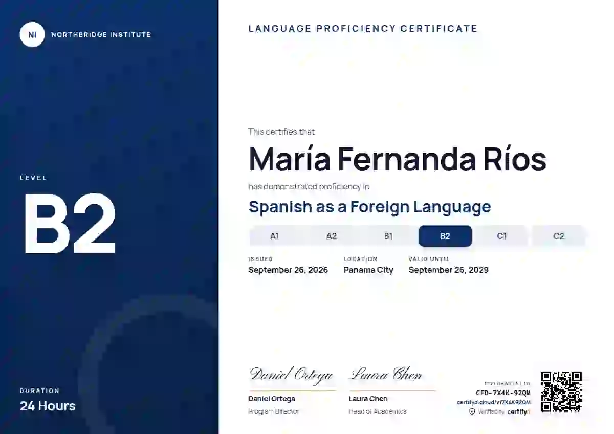 Level Ladder Azure Wide Panel language proficiency certificate template