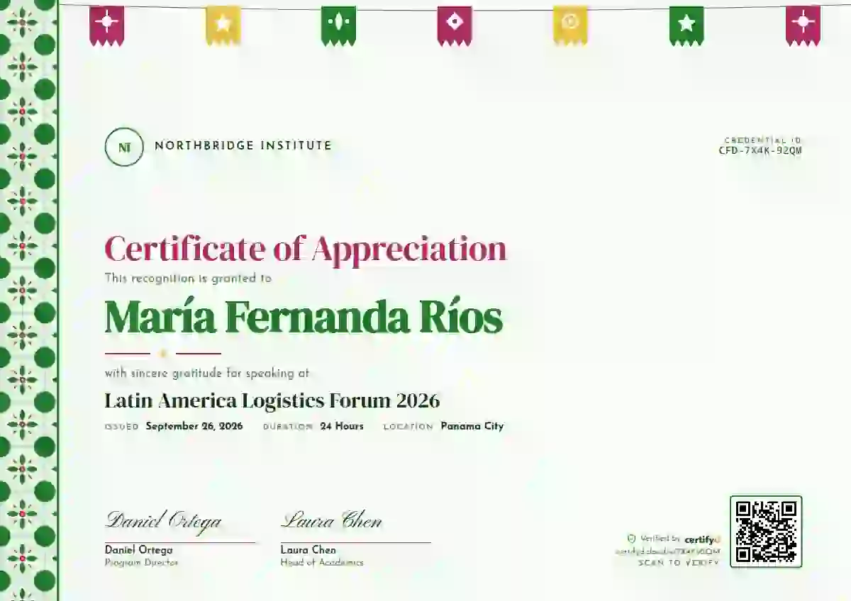 Latin Heritage Meadow Slim Band conference speaker certificate template