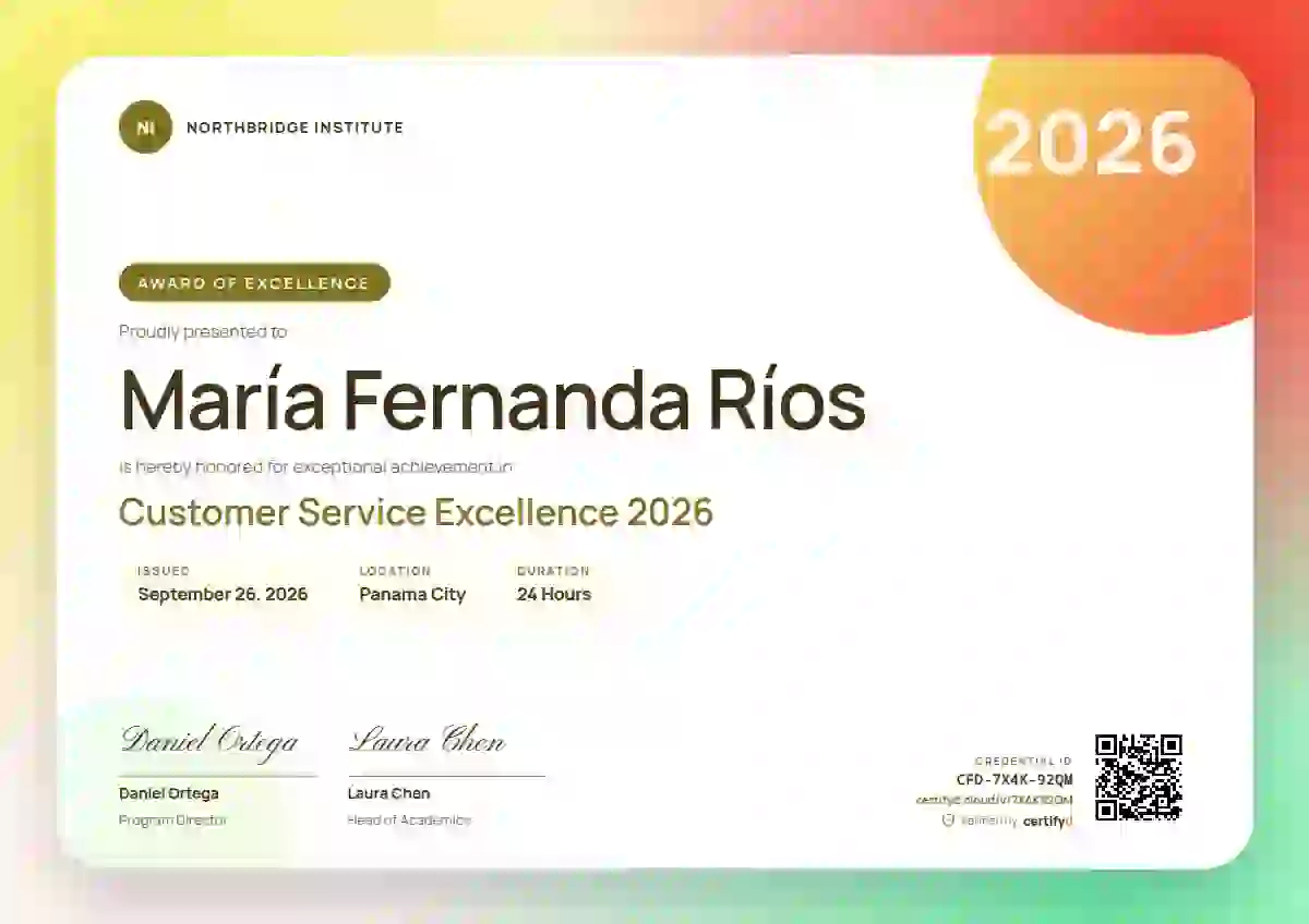 Aurora Gradient Marigold Round Card awards and achievement certificate template