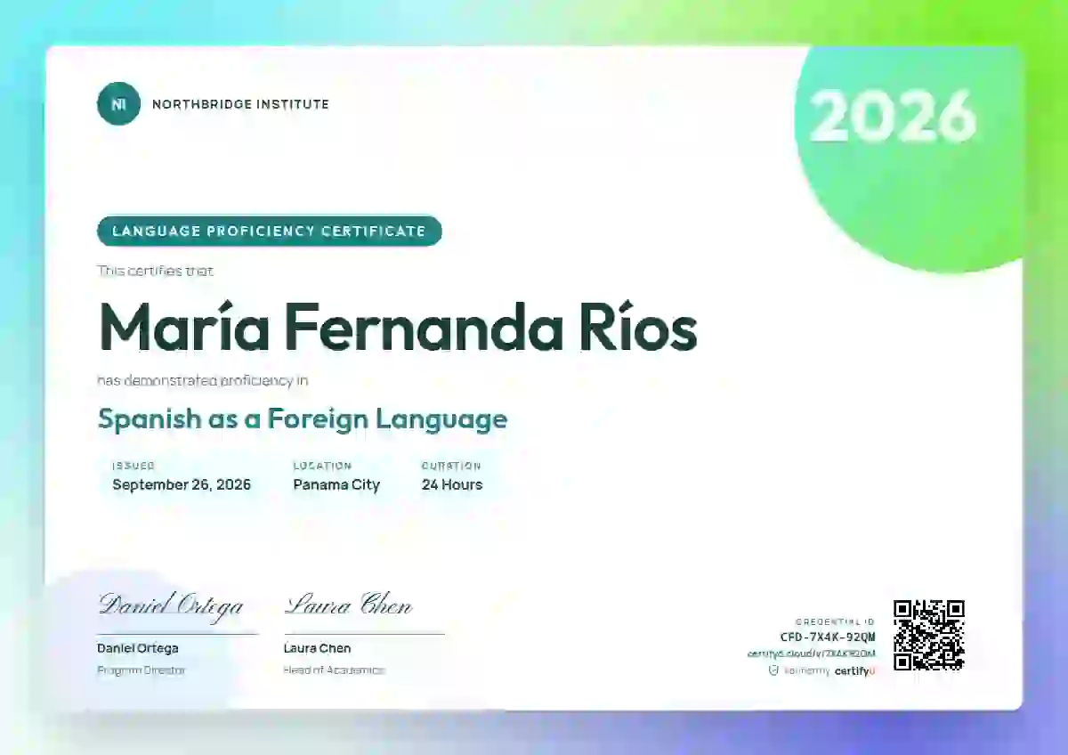Aurora Gradient Lagoon Sharp Card language proficiency certificate template