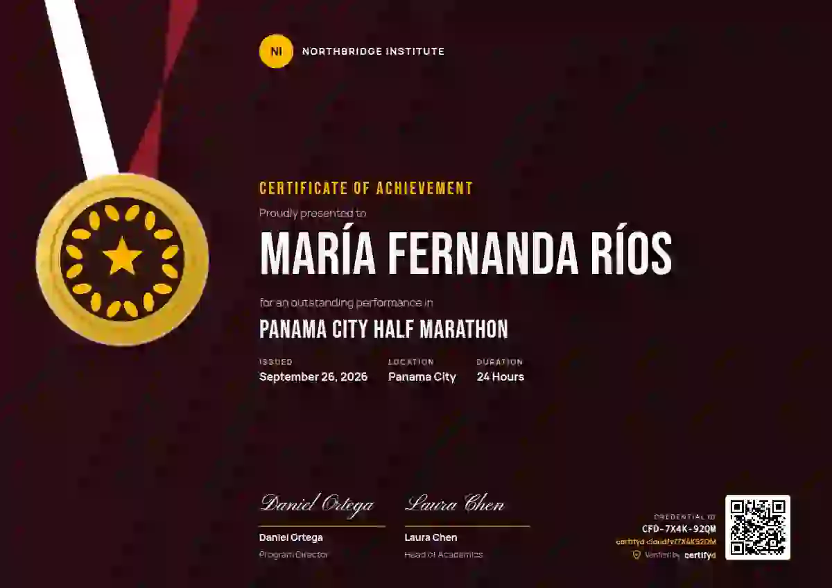 Plantilla de certificado Sports Medal Crimson Faint Stripes de deportes