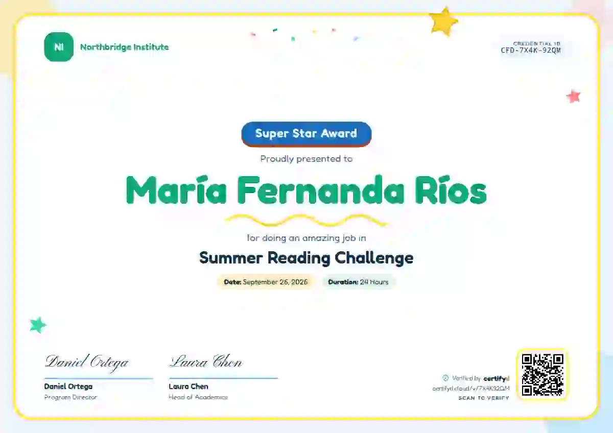 Playful Ocean Solid Border school and kids certificate template